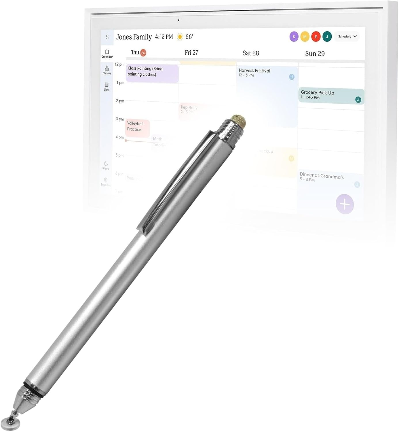 BoxWave (15 inch) Stylus Pen Compatible with Skylight Calendar - DualTip Capacitive Stylus, Fiber Tip Disc Tip