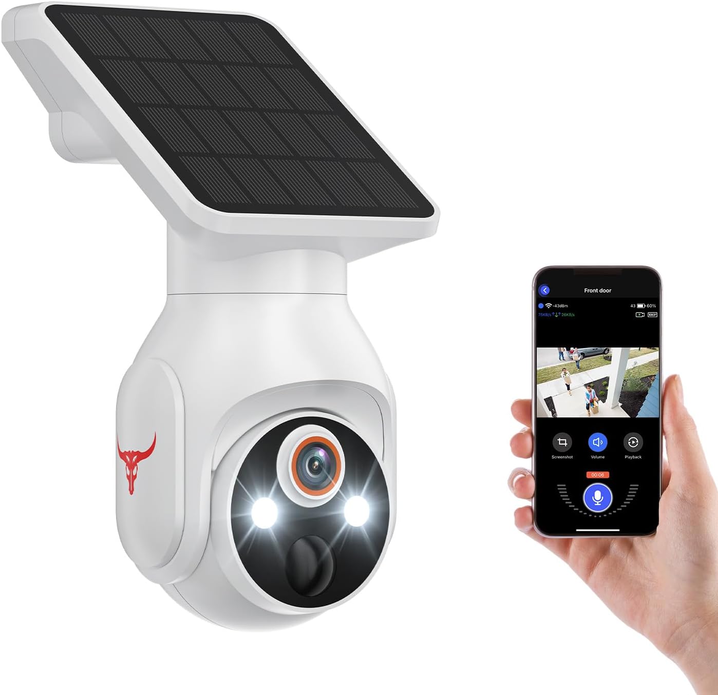 MeshSear 1080P 360 2-Way 2.4Ghz Solar Security Cameras Wireless Outdoor, View Pan/Tilt, Color Night Vision, Easy