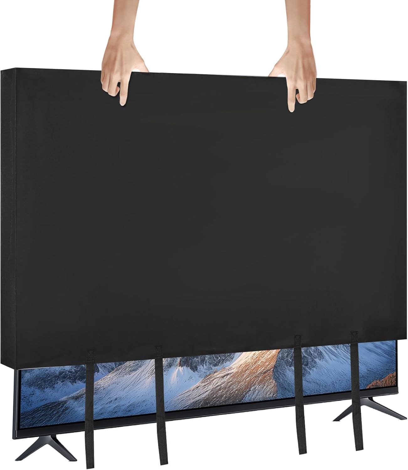 CebraBounze 70 75, TV Cover Moving Box to Dust and Scratch Resistant Felt TV Screen Cover with Bottom Straps for LED
