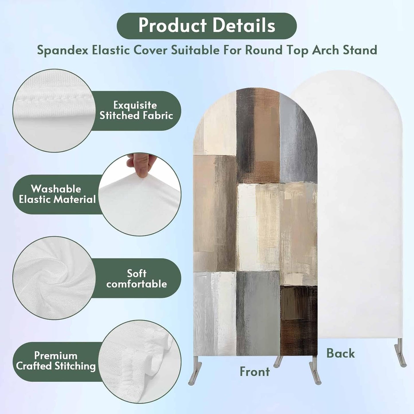 Jnbasdffb 7.2 Abstract Brown Beige Wedding Arch Cover, Stretchy Spandex Arch Backdrop Stand Covers FT, Simple Oil
