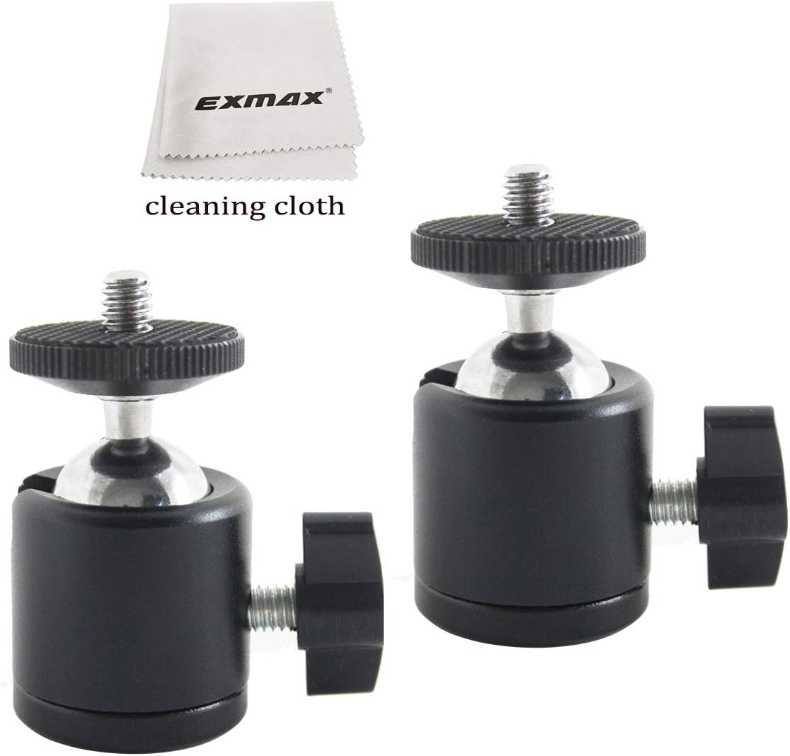EXMAX 360 1/4 2 Pack Degree Swivel Mini Tripod Ball Head with Screw Thread Base for DSLR Camera Camcorder LED Light