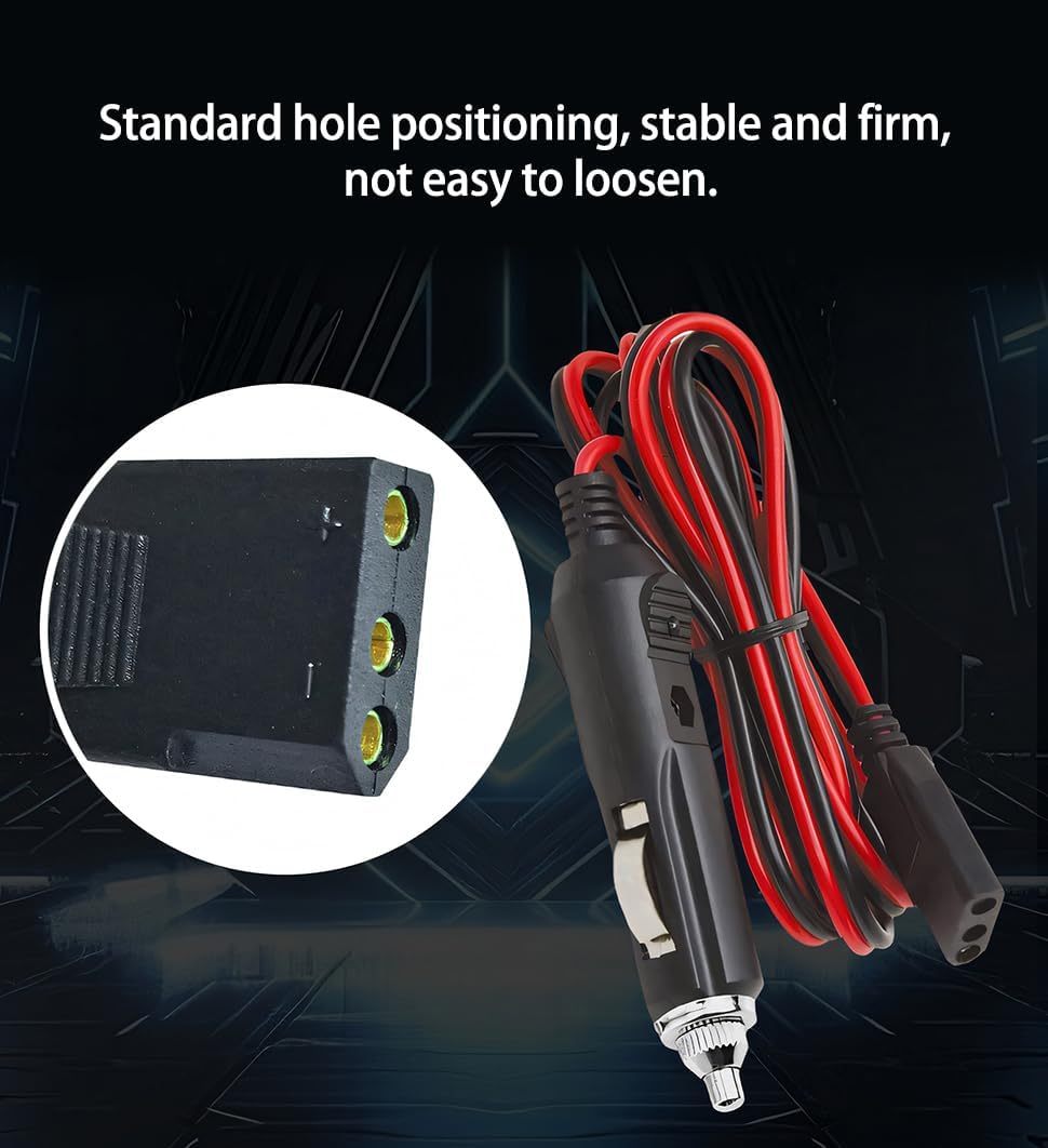 WoTravelPaL 3-Pin 2-Wire 16AWG 59 Inch, CB Radio Power Cord with Cigarette Lighter Plug, Fused Cable, Heavy-Duty Copper