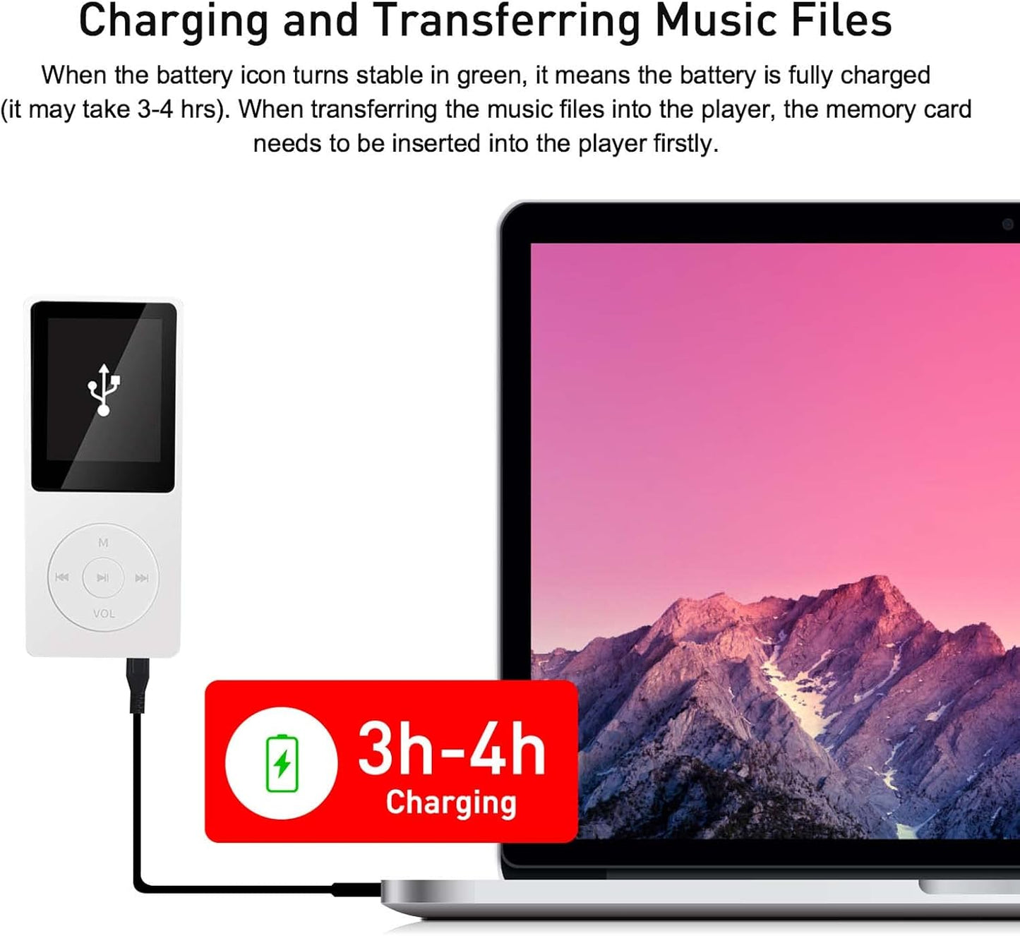 arungo MP3 32GB 1.8 inch 128GB Player with Speaker Earphone Portable Mini White Music Player Support Voice Recorder