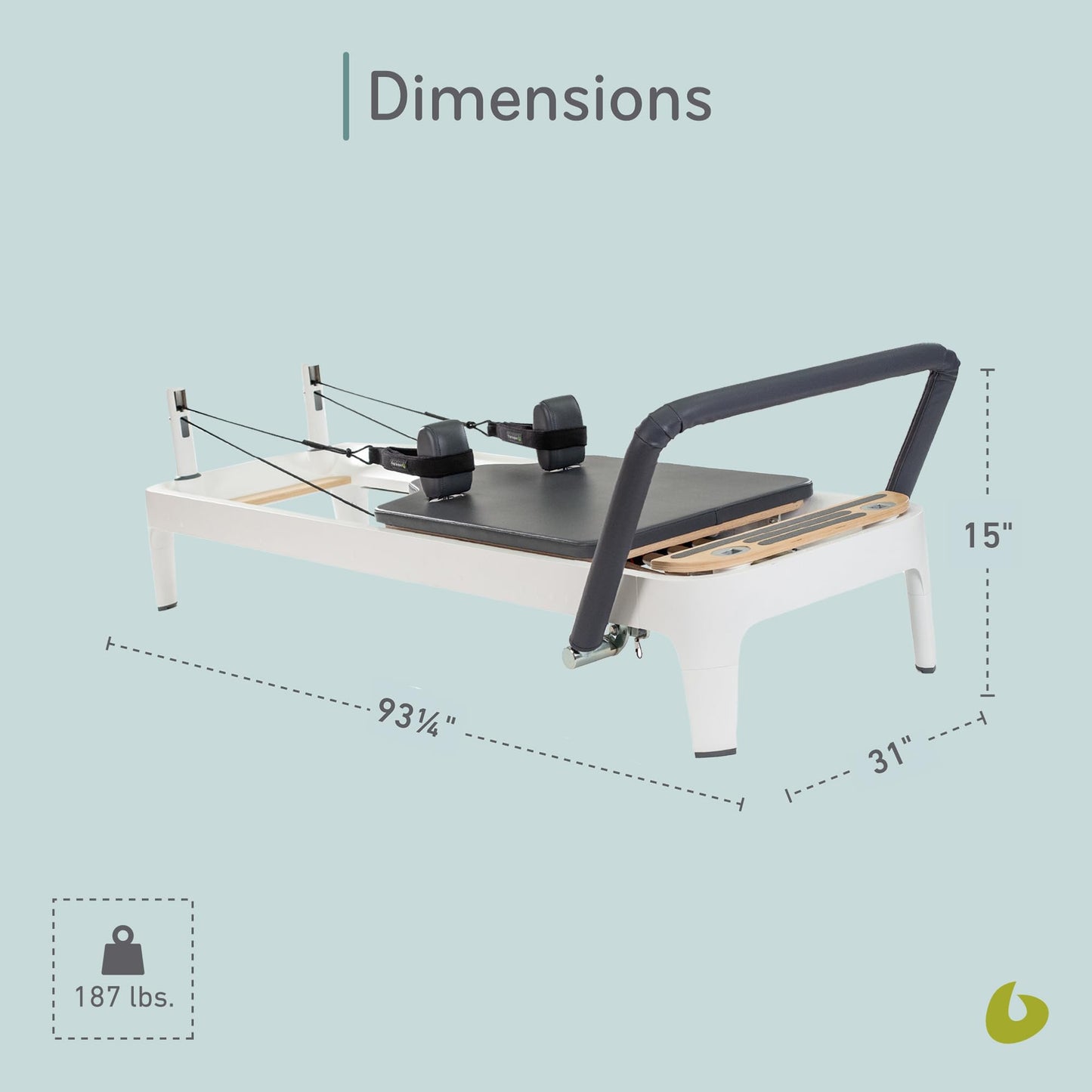 Balanced Body Allegro 2 Pilates Reformer with 14-Inch Leg Kit, Pilates Machine and Exercise Equipment, Workout Equipment for Home Gym or Studio Use, Flexibility and Strength-Training Equipment