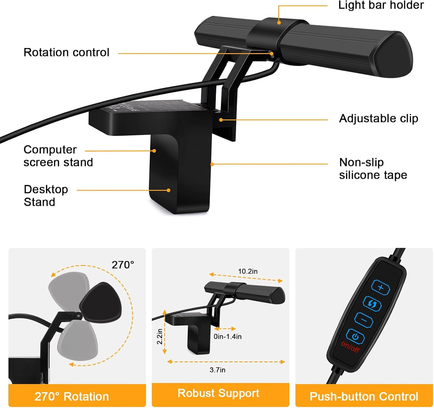 Yeenhoopy 3 Video Conference Lighting - Webcam Light for Streaming, Color Adjustable & Anti-Blue-Light, LED Monitor