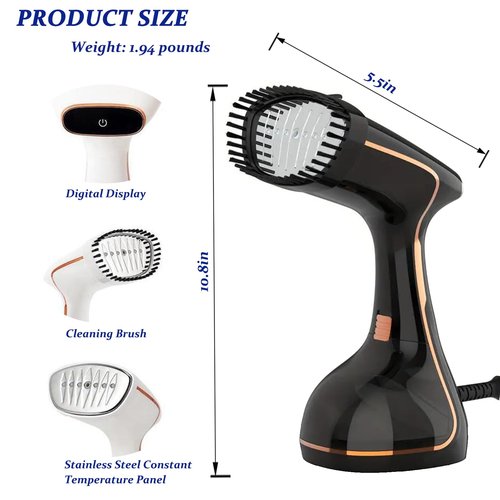 Handheld Clothing Steamer, 1430W High-Power 320ml Large Capacity Clothing Wrinkle Remover, 20s Fast Preheating Multifunctional Iron with A Maximum Steam Flow Rate of 0.74oz/min (Black)