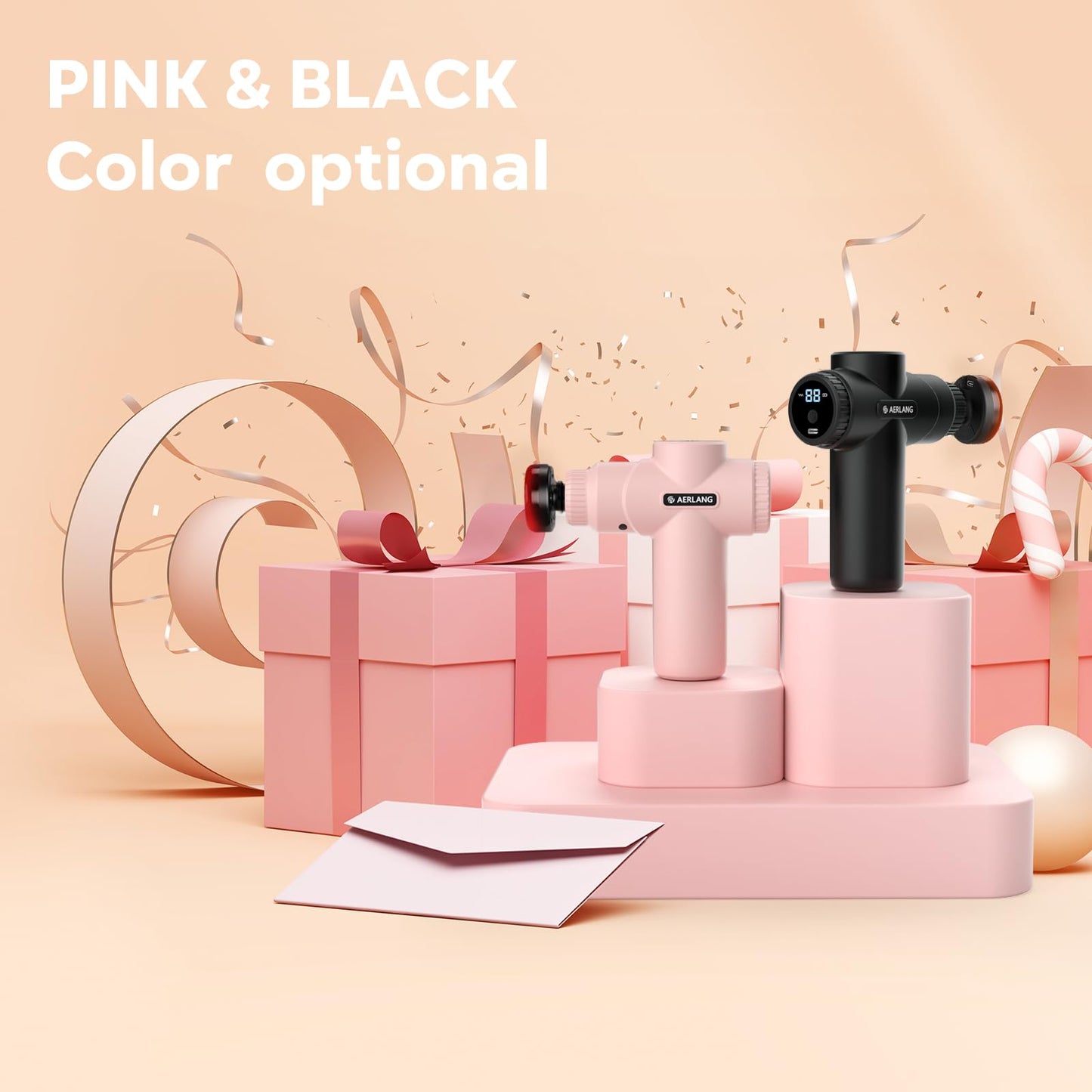 AERLANG Mothers Day Gifts for Mom Massage Gun with Heat Mini Massager Muscle Massager Back Massager for Pain Relief Deep Tissue Body Massager Handheld Massager with a Carrying Case Pink