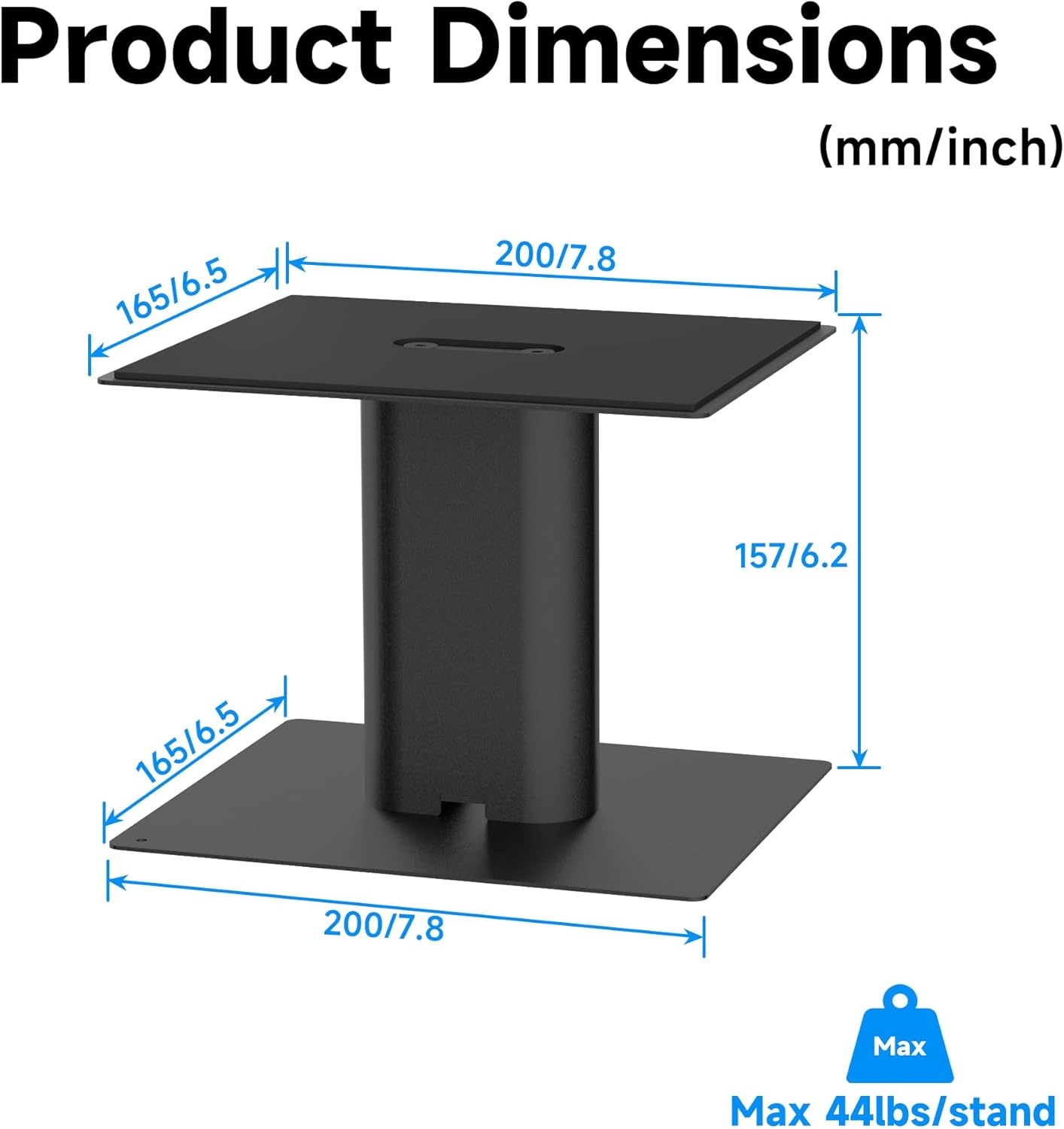 suptek 7.9 6.5" 6.1" SDM003MB x Universal Desktop Speaker Stands Pair for Bookshelf & Desktop Speakers Tall Sturdy Base