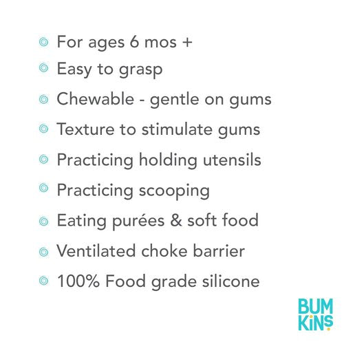 Bumkins Baby Utensils Set - Chewtensils Silicone Spoons & Fork for Self-Feeding | Sage Green, 6 Months+