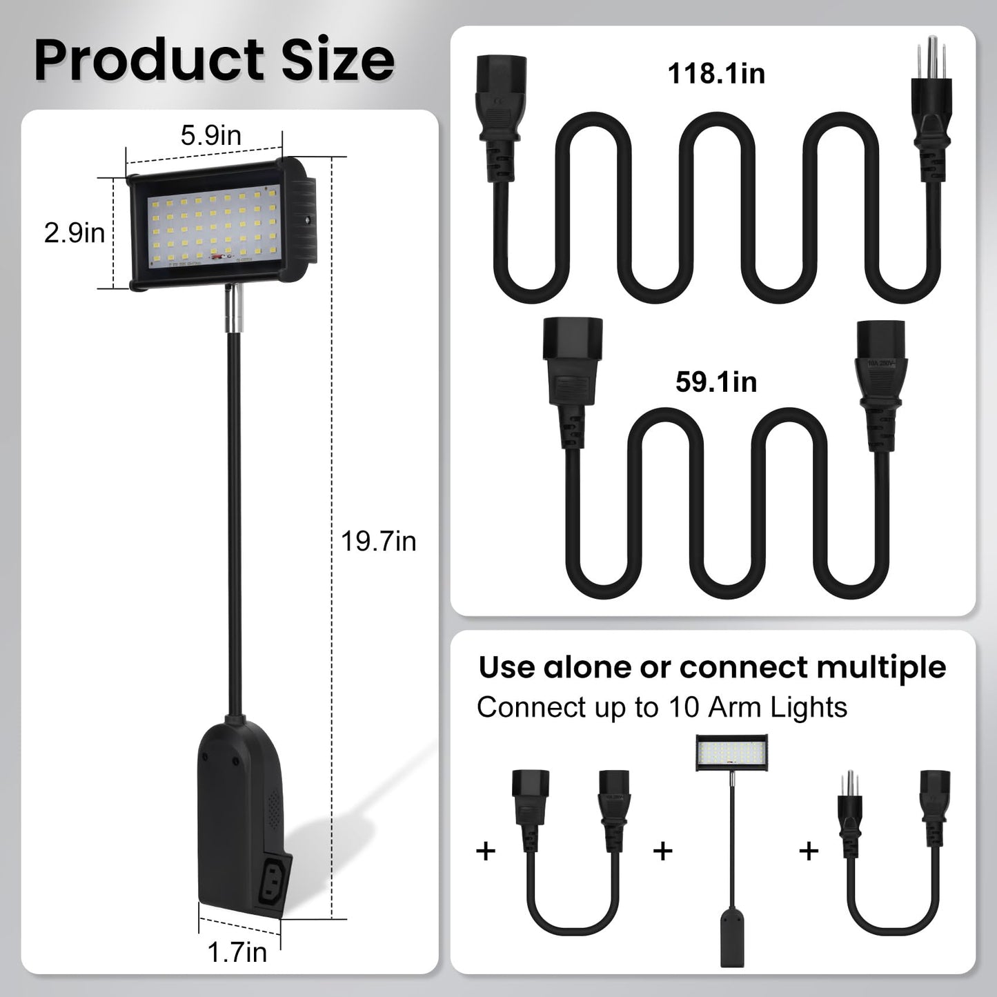 ZSUCC Trade Show Lights LED Display, Included Clamps, Mounting Brackets, Power Cables, Connect Cables, 360° Adjustable Angle for Trade Show Lighting, 3PCS Black