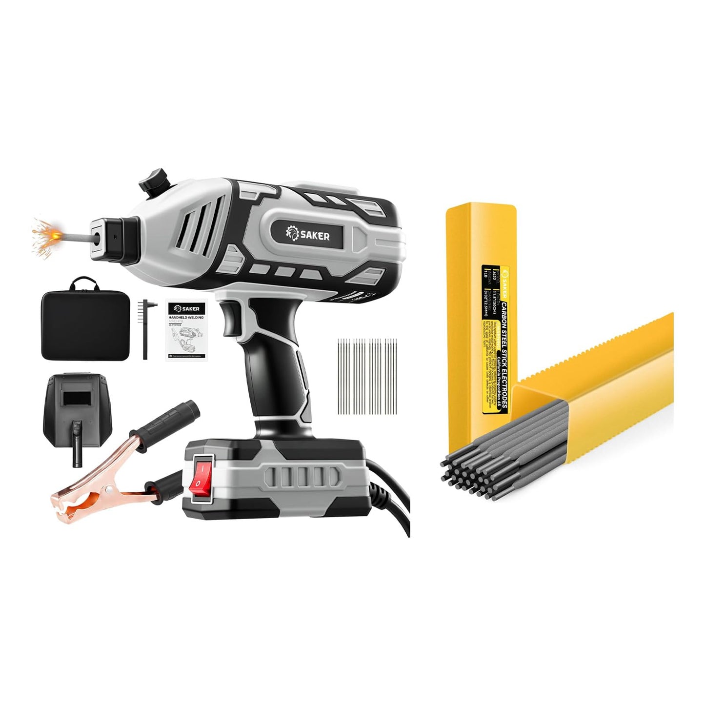 Saker Portable Electric Welding Machine-Saker E6013 Welding Rod 3/32'' 1-Pound Carbon Steel Stick Welding Electrodes