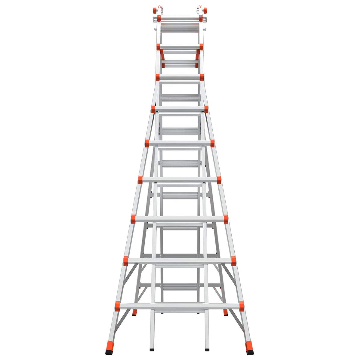 Little Giant Ladders Skyscraper M17, Adjustable Step Ladder, 9–17 Ft, Aluminum, 300 lb Load Capacity, Type 1A Extra Heavy Duty, 20.7-Ft Reach (10110)