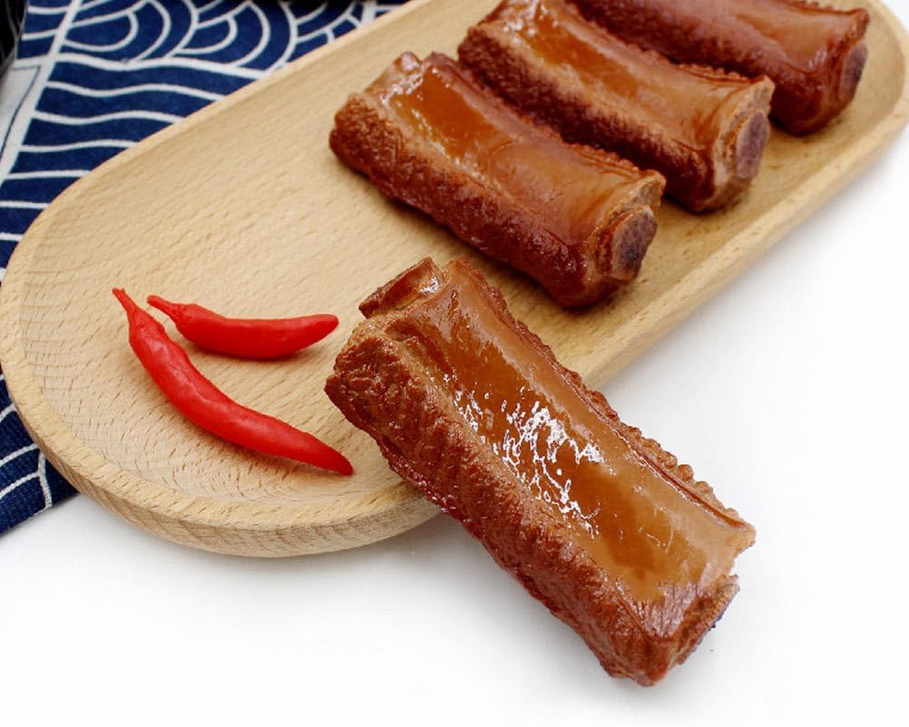 3 Housoutil Simulation Braised Pork Chops Food Model Pieces Realistic Fake Ribs Props for Home Kitchen Decoration