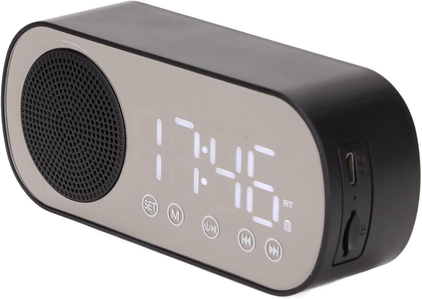 5.0 Hilitand Radio Alarm Clock, Bluetooth Portable Speaker Digital Clock with Dual Alarm Clock, LED Mirror Digital