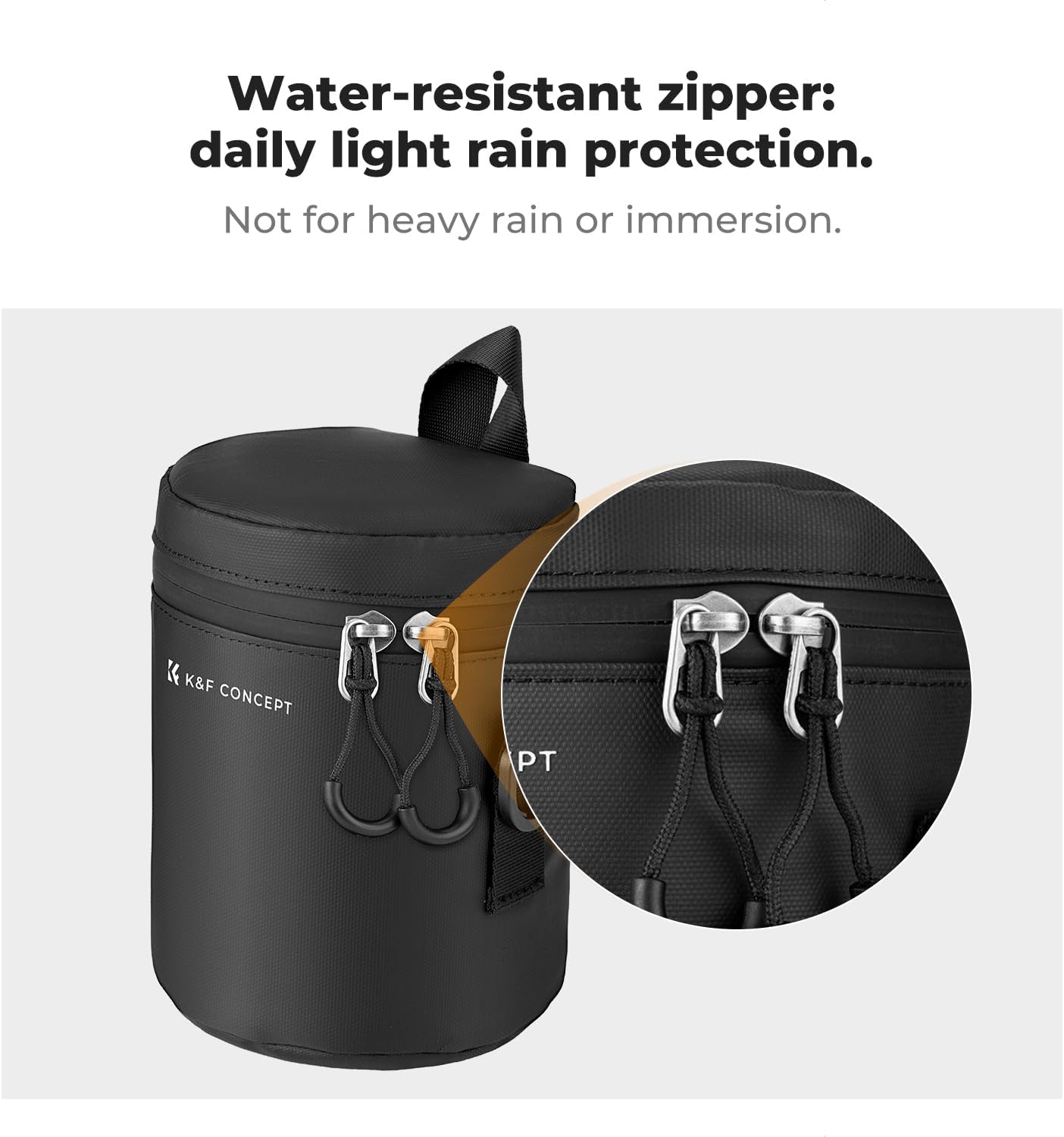 3.3" x5.7" K&F CONCEPT Camera Lens Pouch Case, Waterproof Zipper Lens Protective Bag, Shockproof All-round Camera Lens