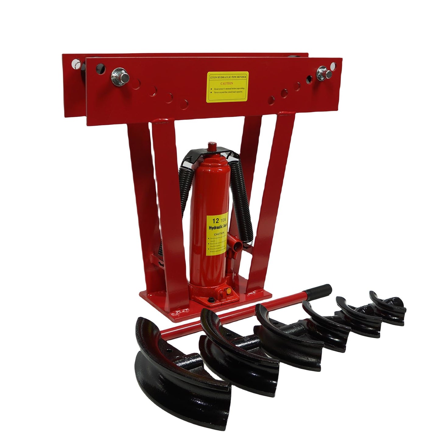 Garvee Tube and Pipe Bender, 12 T Hydraulic Pipe Bender Hand Pump Tube Tubing Exhaust Tube Bender Tool 6 Dies (1/2 in,3/4 in,1 in,1-1/4 in,1-1/2 in,2 in)
