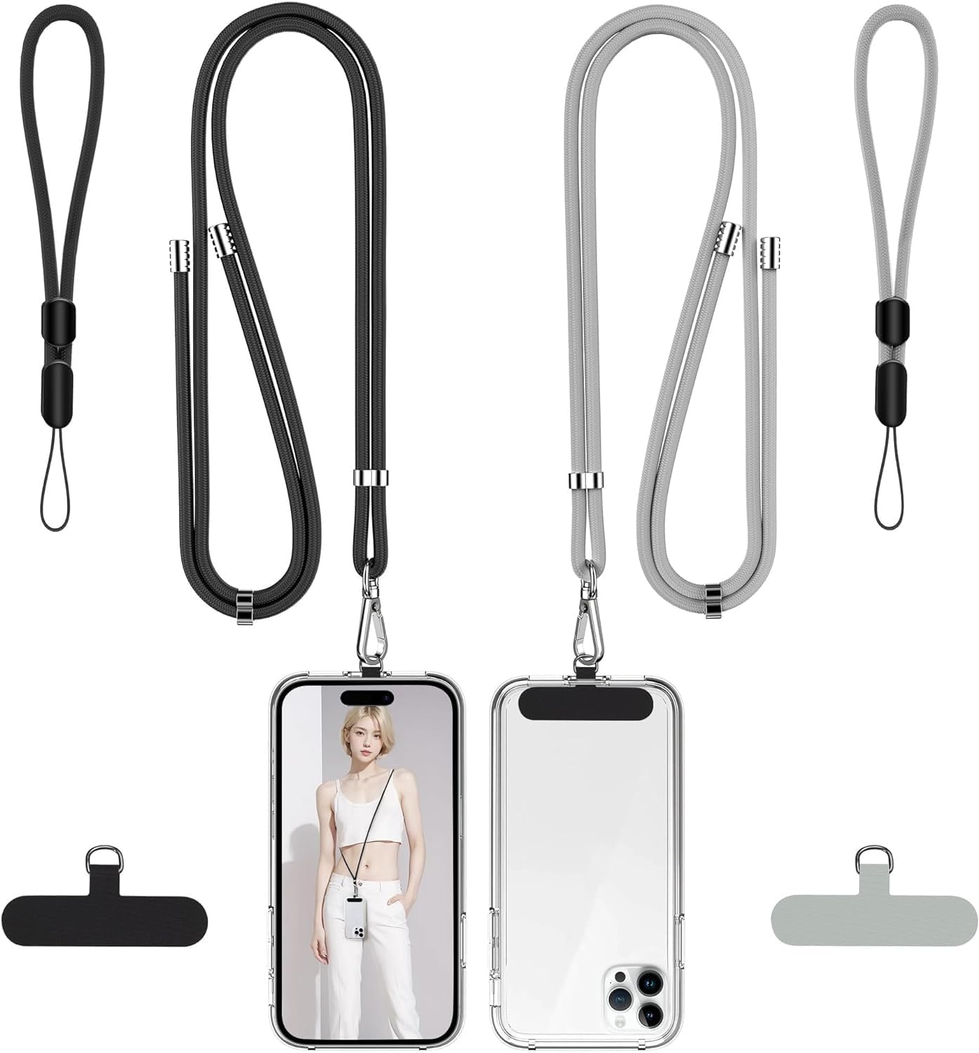 2 Pack 2 Pack 2 takyu Phone Lanyard, Adjustable Cell Phone Lanyard Crossbody Neck Strap & Phone Wrist Strap with Pcs