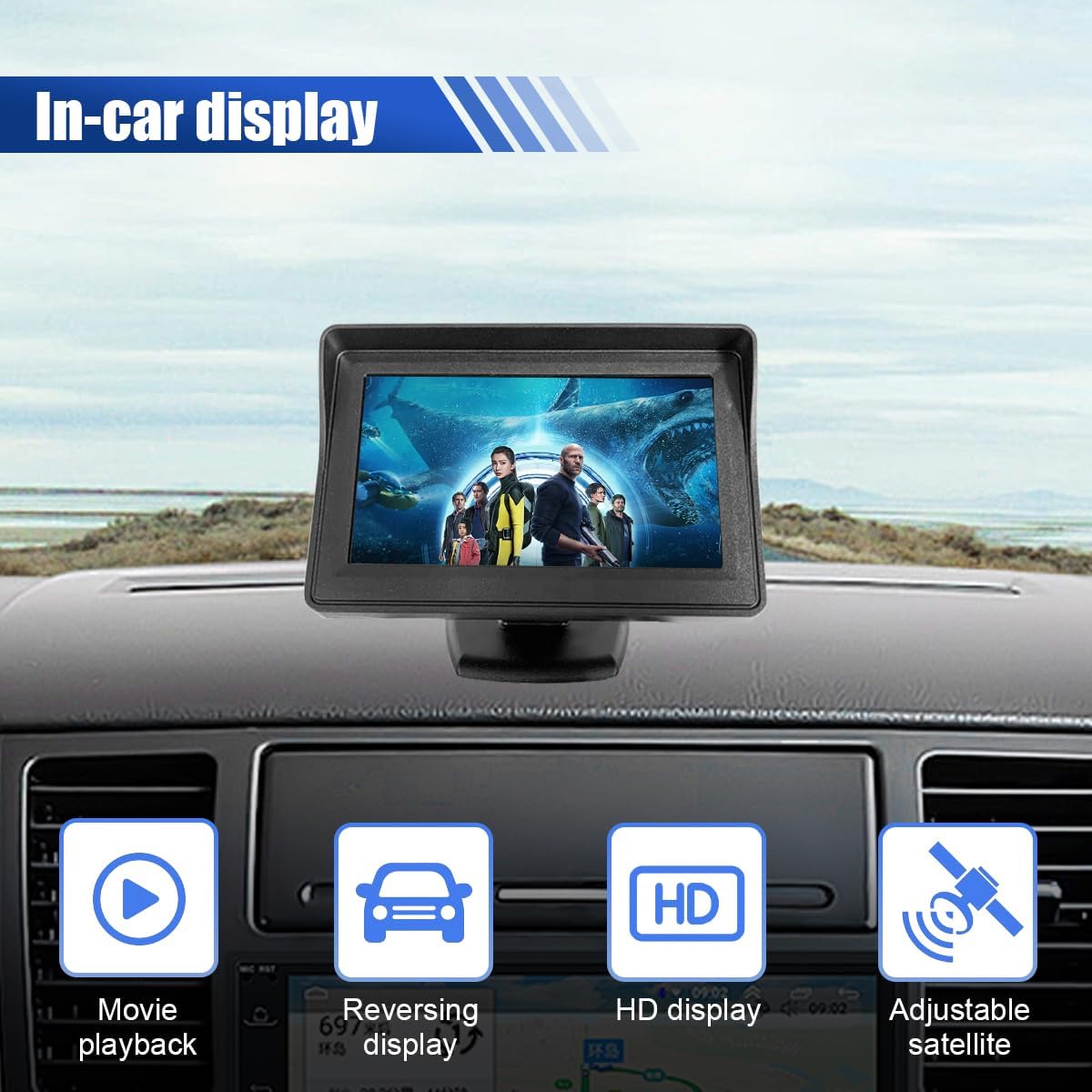 YoRise 4.3 Inch 12V TFT LCD Car Color Parking Aid System Monitor Display, DC Automotive Rearview Reverse Camera