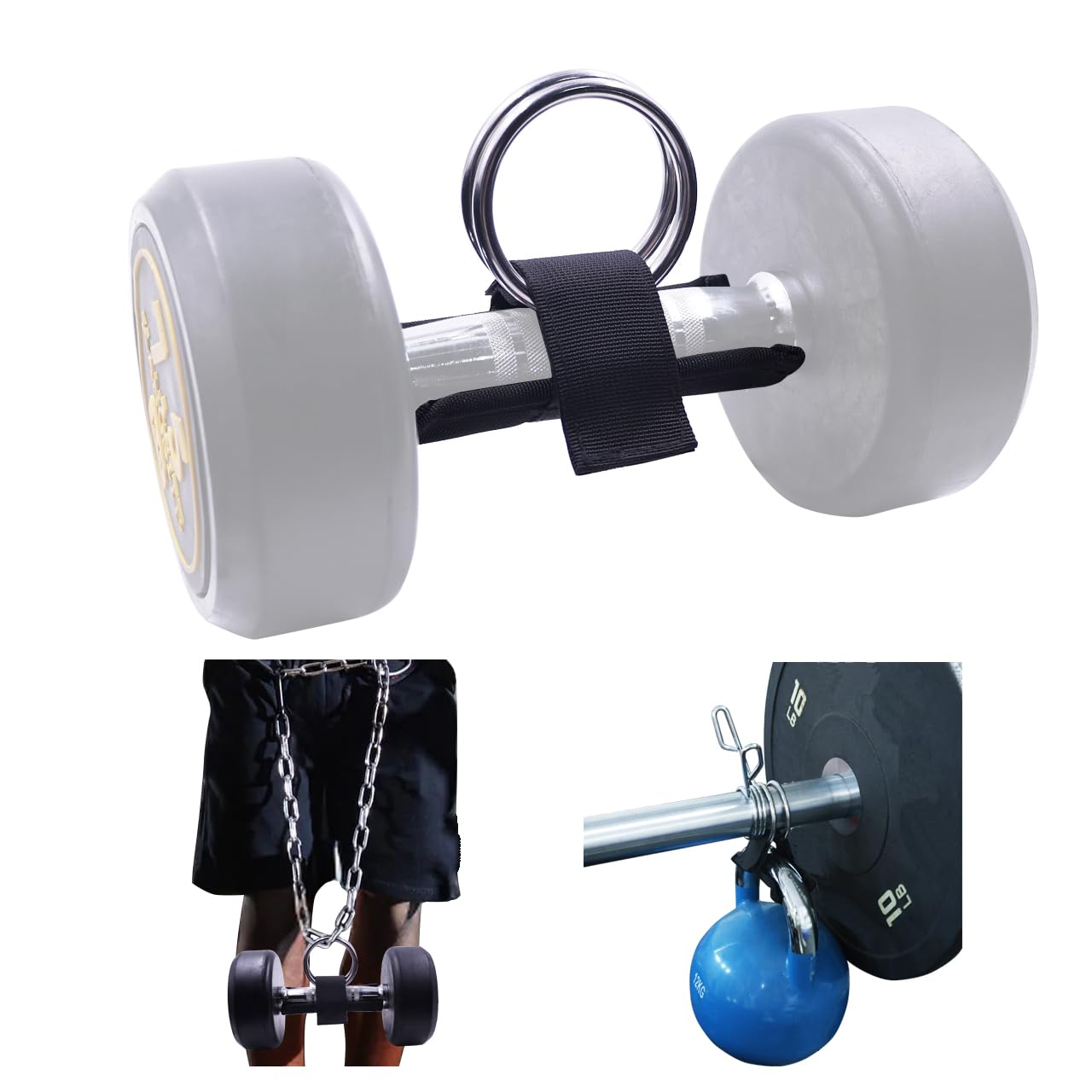 J Bryant Loading Dumbbells Strap for Dip Belt Squat Pull-up,Load Dumbbells Kettlebells on Barbells Weightlifting Accessory 1 piece(L)