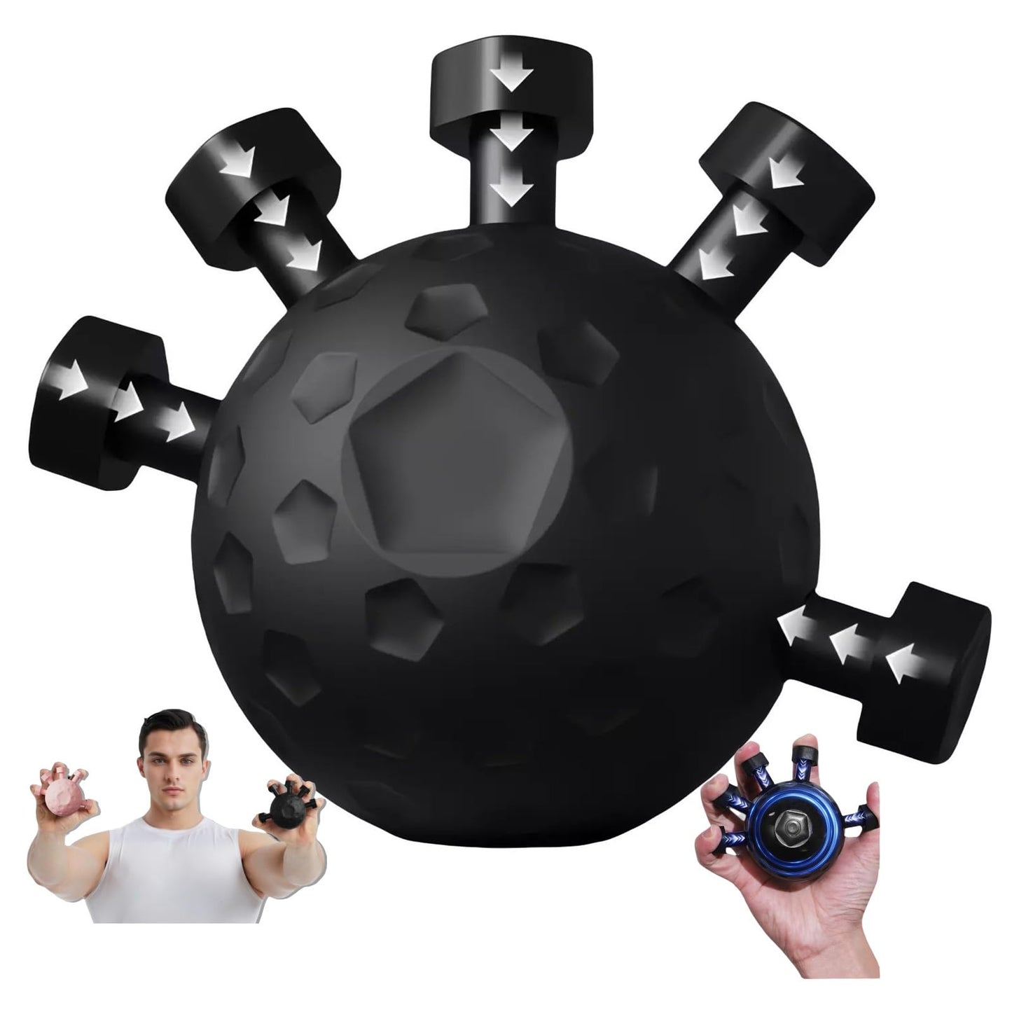 Glitzgrip Arm Builder 2025 New Hand Forearm Ball Strengthener and Finger Grip Exerciser Balls Wrist Strengthening Guitar Finger Gripper Strength Trainer Hand Squeezer Stretcher Extender Workout (Black-1PC)