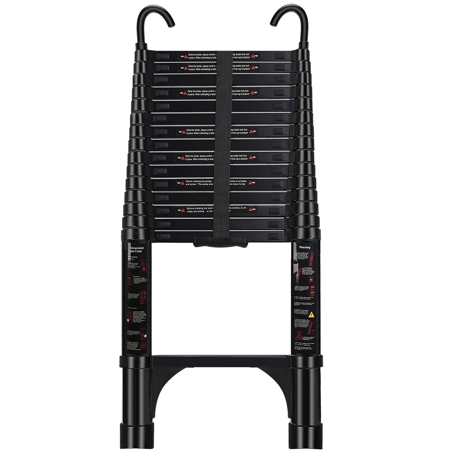 ARCHOM Telescoping Ladder 20 FT - Aluminum Telescopic Ladder with Hooks - Folding Extension Ladders for Home Work Loft Roof Attic RV Ladder with EN131 Certification - 330lbs Max Capacity (Black)