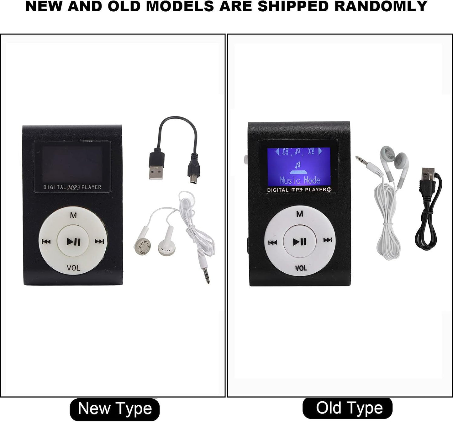 ciciglow MP3 32G,Suitable Mini Player,Mini LCD Screen Display USB Music Player,with Earphones,Ultra-Light Clip-on