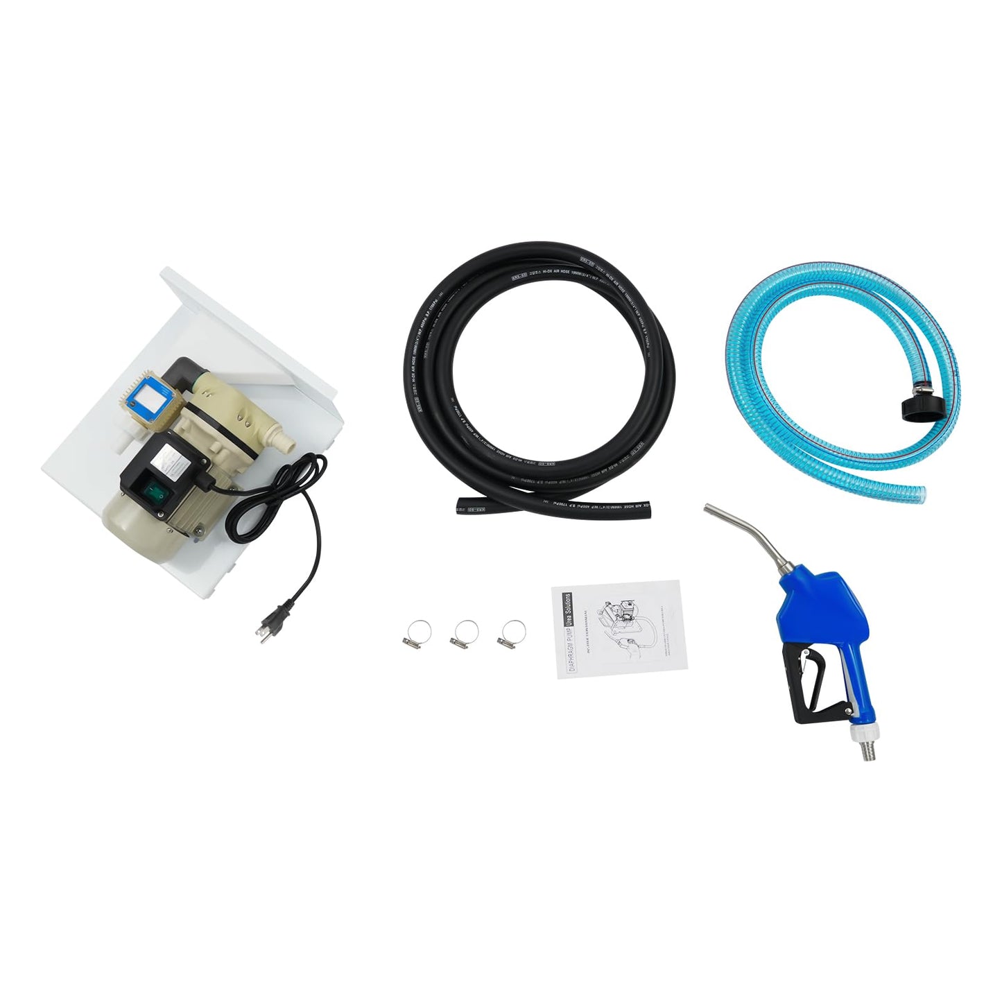 faoeqqEga 370W Electric Diaphragm Transfer Pump, 10.57 GPM Flow Rate w/LCD Flowmeter and Auto-Stop Nozzle, Wall Mount Bracket for Workshop, Farm & Job Site