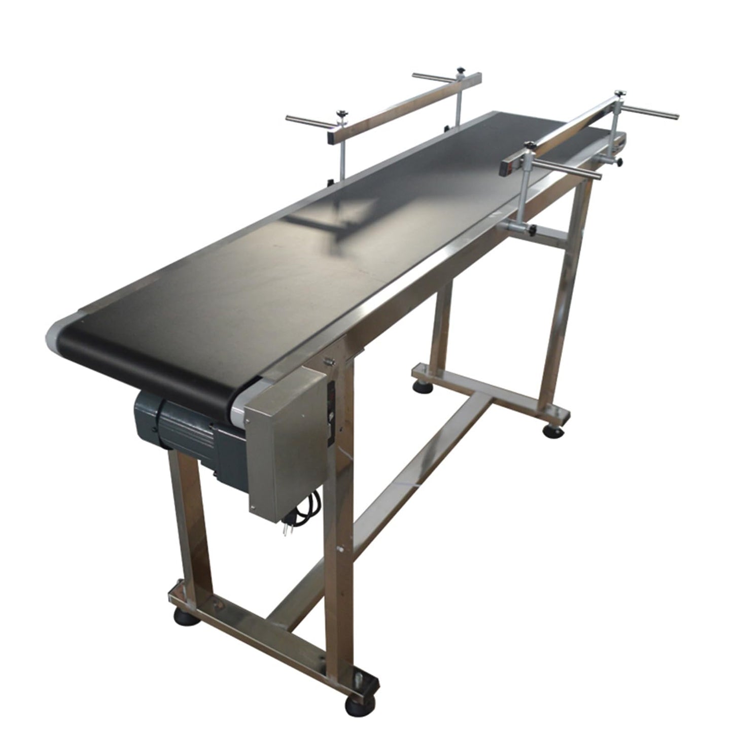 THUXEON 110V PVC Belt Conveyor with Double Guardrail, Conveyor Length 59inch Belt Width 11.8inch, Flat Conveyor Belt Systems with Anti-Static and Adjustable Speed for Industrial Transport