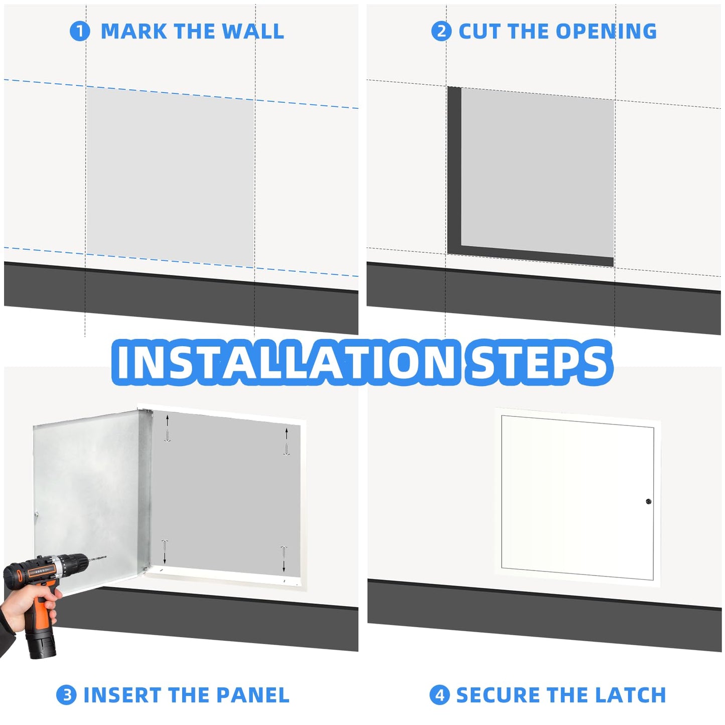 12" x 12" Metal Access Panel, 1MM Thickened Access Panel for Drywall, Aluminum Access Panel for Walls and Ceilings, Rust-Resistant and Easy-to-Install Drywall Access Panel