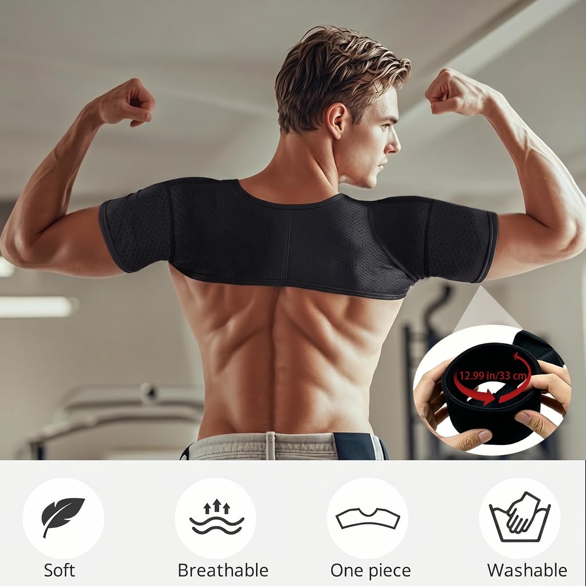 Double Shoulder Brace,Concealed Double Shoulder Brace for Sports Lovers,Comfortable and Breathable Shoulders Braces for Chronic Tendinitis Pain Relief,Outdoor Sports,Sleeping,Running (Small)