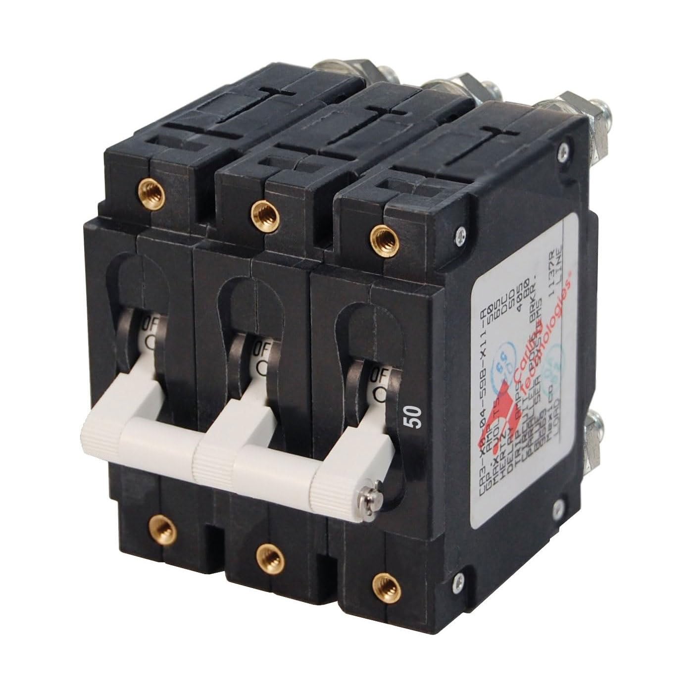 Blue Sea Systems 7287 C-Series White Toggle Triple Pole 50A Circuit Breaker