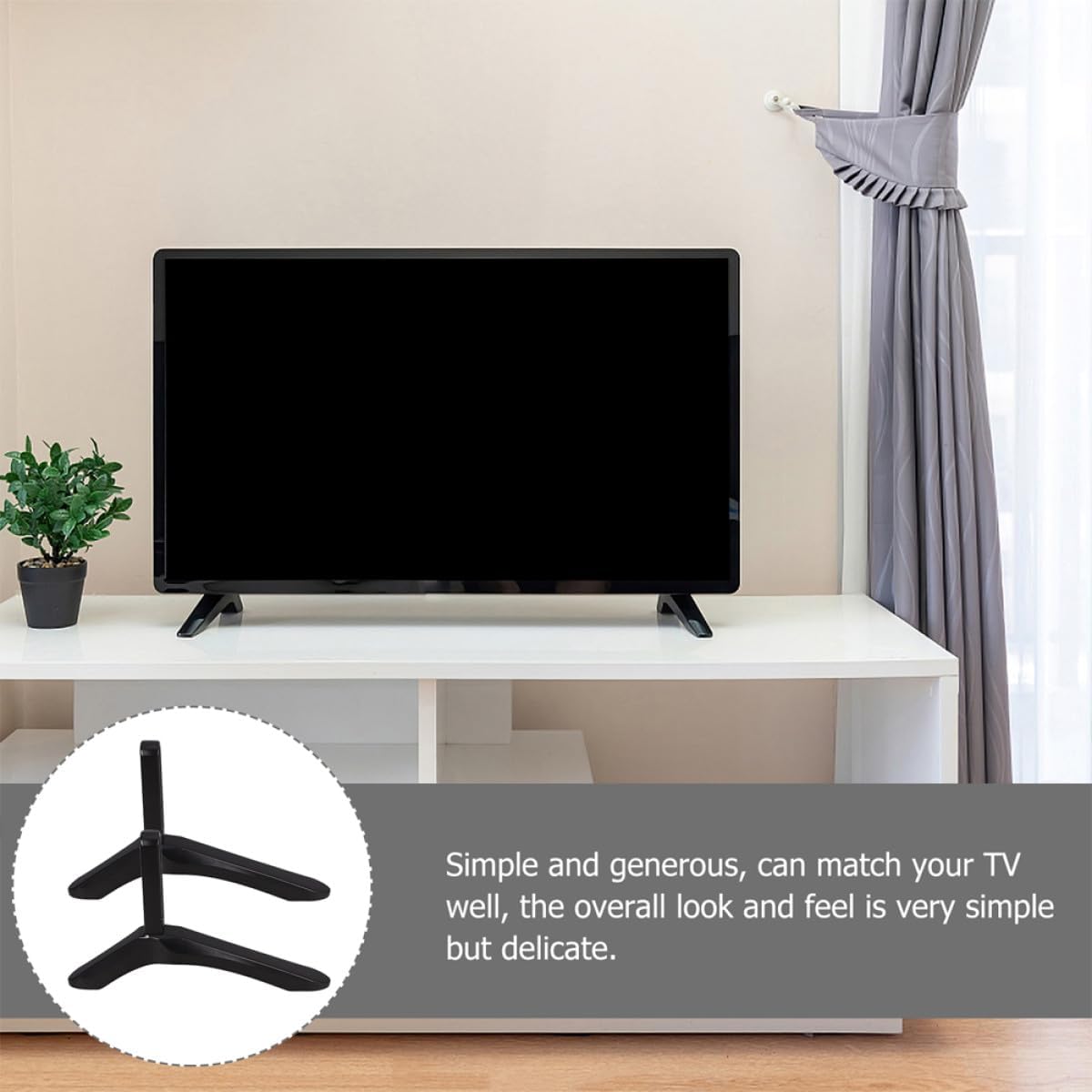 LRXIYODE Countertop No-Drill Aluminum TV Stand Legs for Desktop Televisions Universal Support Bracket Heavy Duty TV