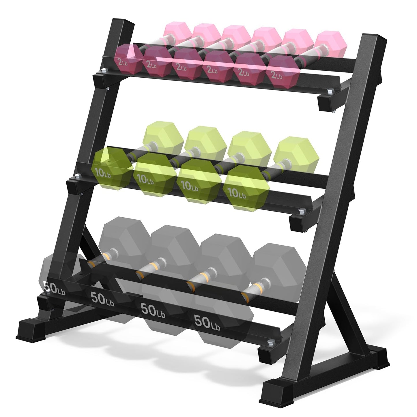 Dumbbell Rack, 3-Tier Dumbbell Weight Rack for Home Gym, Dumbbell Set for Dumbbell Kettlebell Barbell, Heavy Duty Weight Storage Organizer, Dumbbell Rack Stand Only