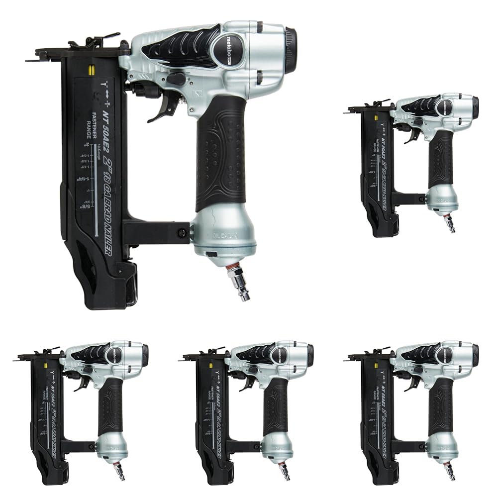 Metabo HPT Brad Nailer,Pro-Preferred Lightweight Pneumatic Power Nailer for Precision Trim Work and Furniture Building,Adjustable Depth,18 Gauge,5/8" up to 2" Brad Nails,NT50AE2,(Pack of 5)