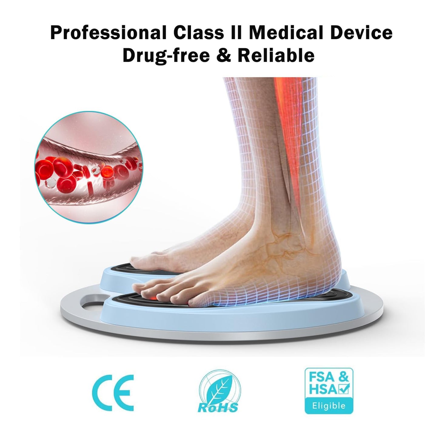 EULEYAW EMS & TENS Foot Massager for Neuropathy, NMES Foot Stimulator with 10 Modes 20 Levels, LCD Display, Timer, Remote Control, Muscle Stimulator with 4 Gel Pads for Foot Leg Pain Relief