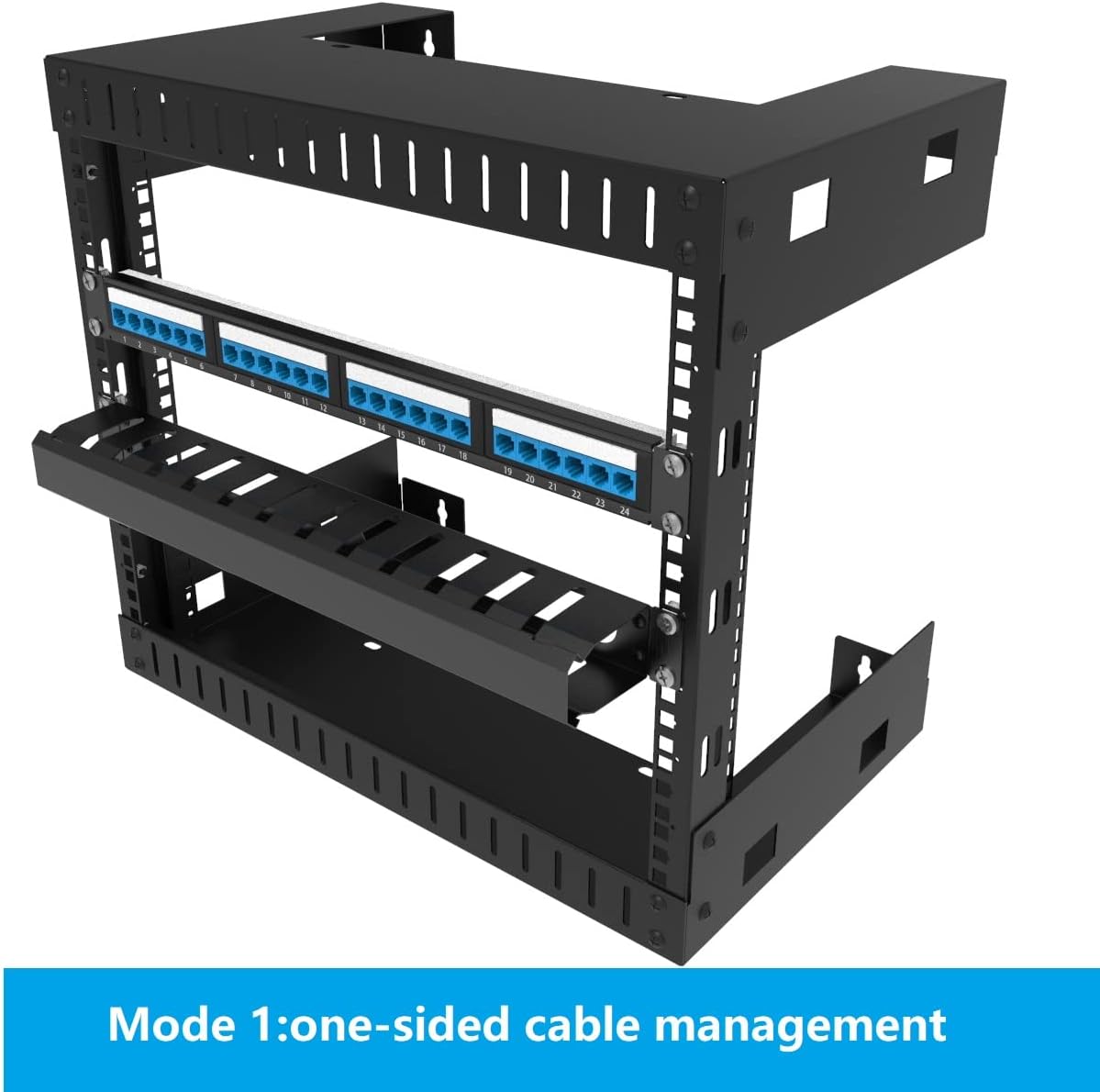 JINGCHENGMEI 2 Pack 1U 12 19-inch of All Metal Cable Management Horizontal Rack Mount Cable Manager with Big Finger