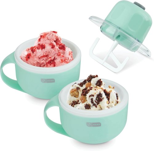 Dash My Mug Ice Cream Maker - Single Serving Gelato, Yogurt & Sorbet - Easy Clean & Use - Aqua, 2 Bowls