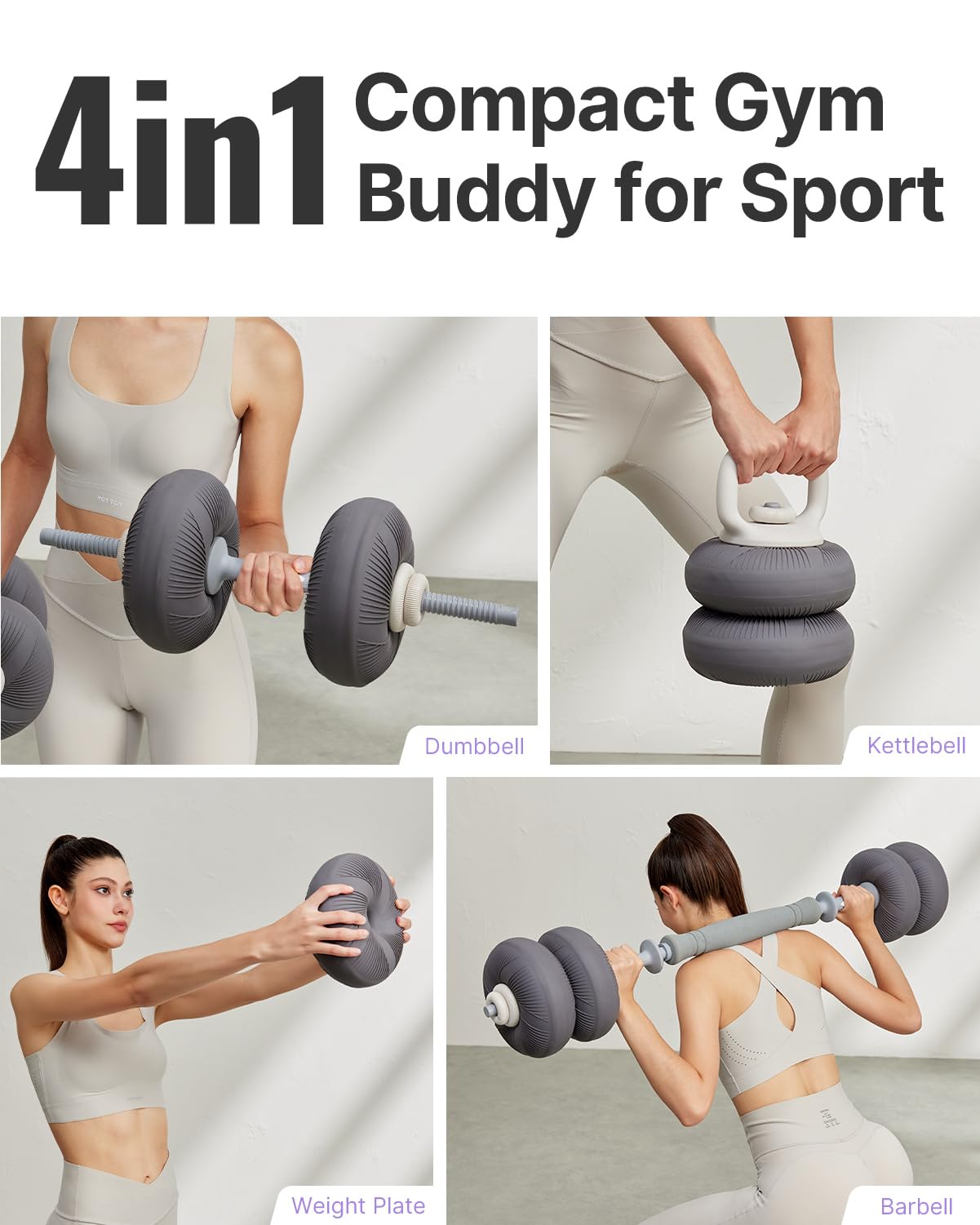 YOTTOY Weights Dumbbells Set,Free Weight Set with Connector, 4 in1 Dumbbells Set Used as Barbell, Kettlebells, Push up Stand, Weight Plate, Fitness Exercises for Home Gym