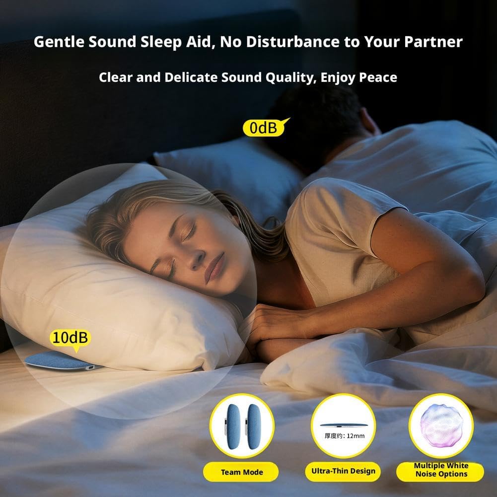 Generic 1 Sleeping Speaker Under Pillow, Portable Pillow Speaker with White Noise Timer, Sleep Headphones for Deep