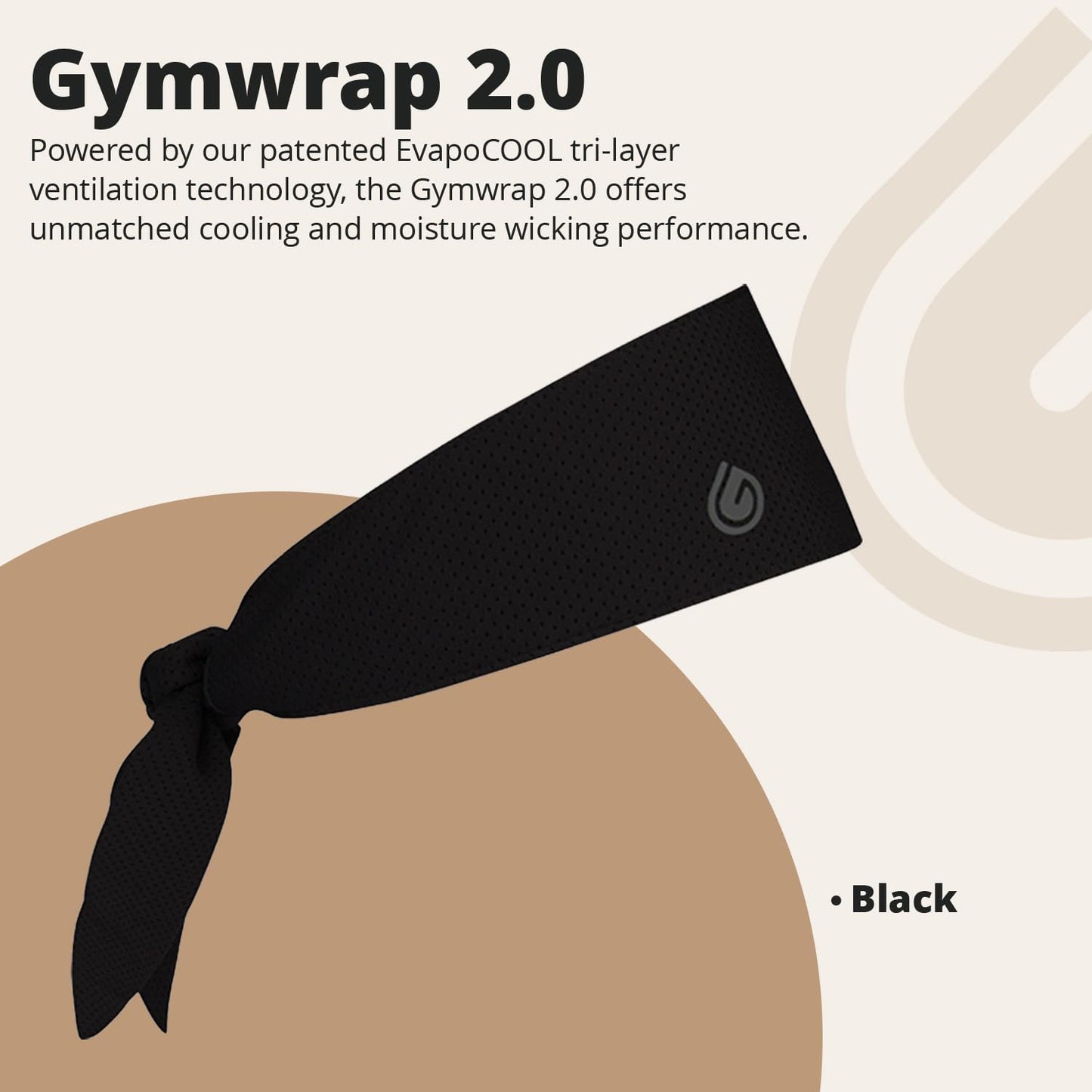 Gymwrap 2.0 Sweat-Wicking Workout Headband - Athletic Non Slip Workout Headbands for Men and Women, Adjustable Wide Fabric Headband for Gym, Running, Yoga, Sports, and Outdoor Activities - Black