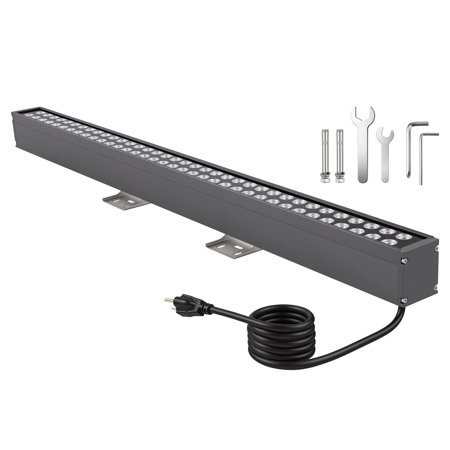 72W LED Wall Washer Lights- 40″ 8000LM 5000K Daylight White Linear Lights- IP65 Waterproof Outdoor Wall Washing Light- 120V Plug in LED Light Bar for Wall, Billboard, Commercial & Indoor Lighting
