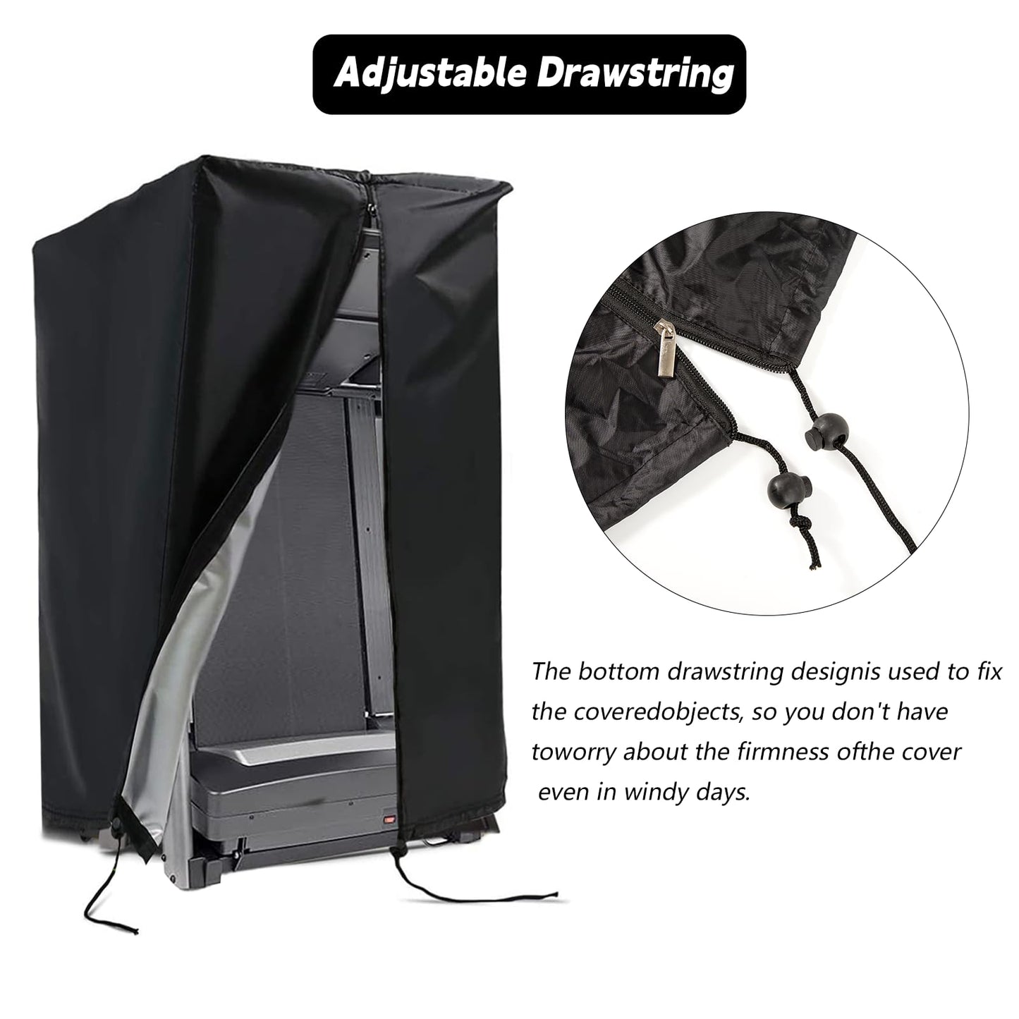 Treadmill Cover Waterproof Outdoor,46X38X66In,Gym Exercise Fitness Foldable Equipment Home Sunscreen Protective Accessories Storage Multifunctional Covers (Black, 46X38X66In)