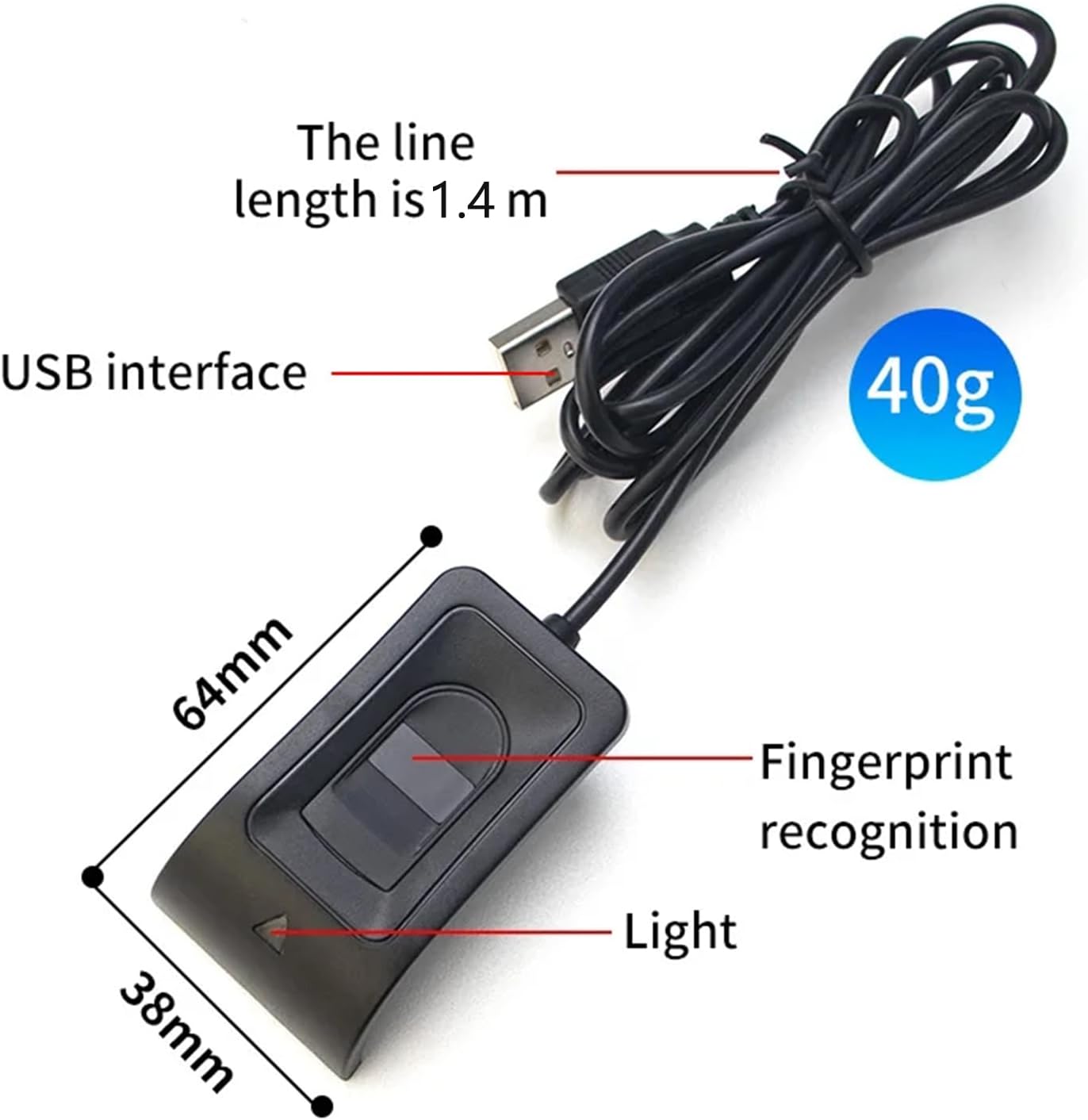 Treamvp 10 508DPI USB Fingerprint Reader for Windows Hello, Biometric Fingerprint Scanner, High Security Password Free