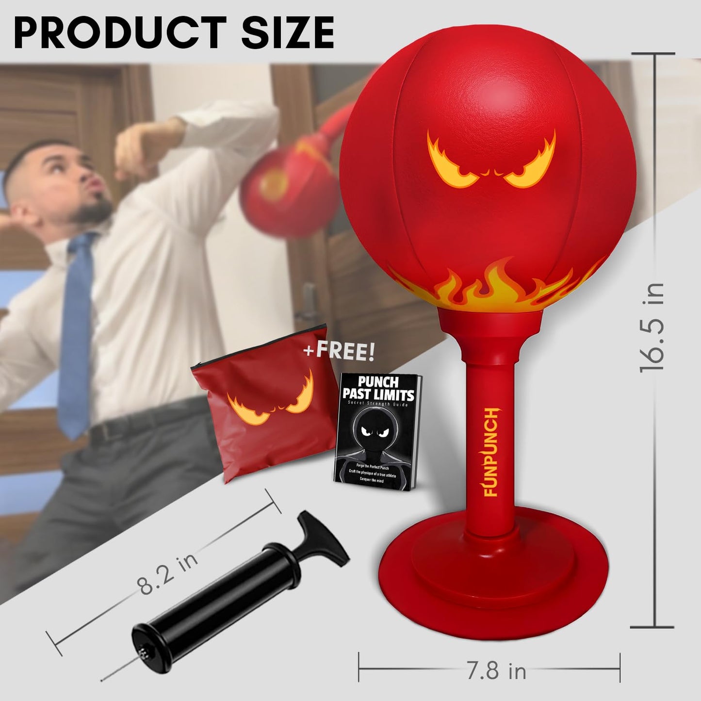 FUNPUNCH Rage Bag - Elite Boxing Training Mini Punching Bag for Advanced, Aspiring Boxers - Small, Portable Desk Punching Bag Punching Ball for Skills and Stress Relief - Fun Punch Portable Speed Bag