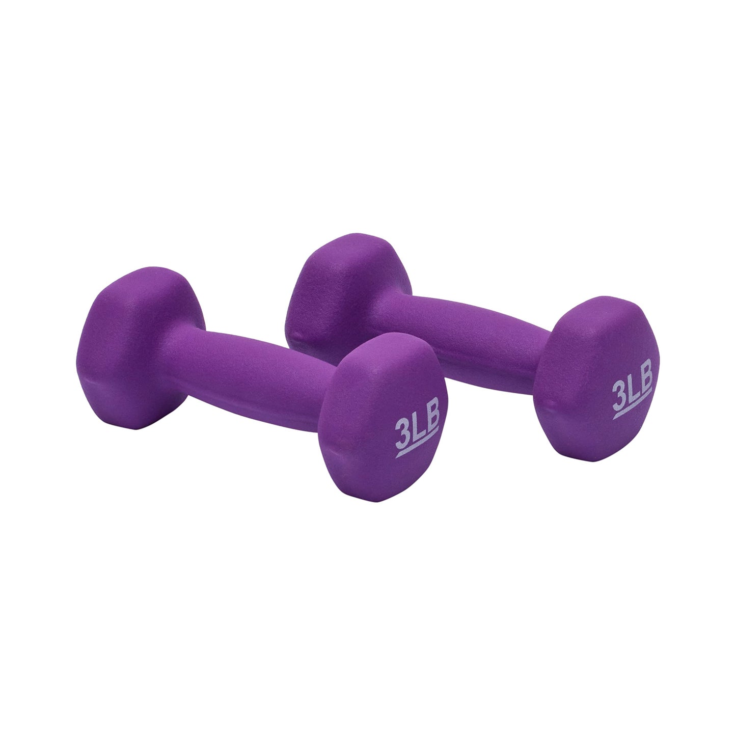 Amazon Basics Neoprene Dumbbell Hand Weights, Easy to Grip, 3 Pounds, Purple, Pair
