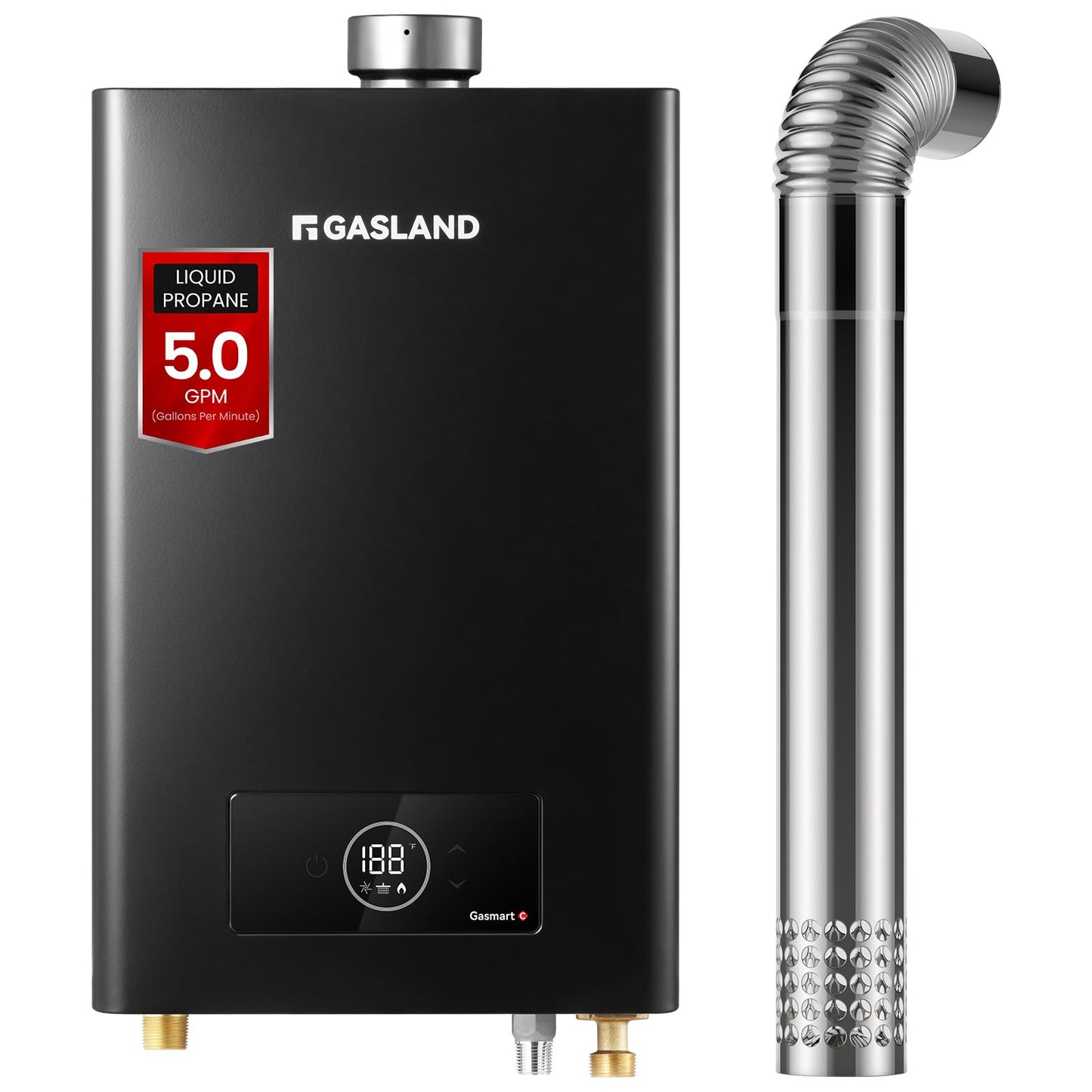 GASLAND Gasmart C Propane Gas Tankless Water Heater Indoor, Max 5 GPM 113,000 BTU,CSA Certified,On Demand Hot Water Heater with 3" Exhaust Pipe, 120 Volt, Black