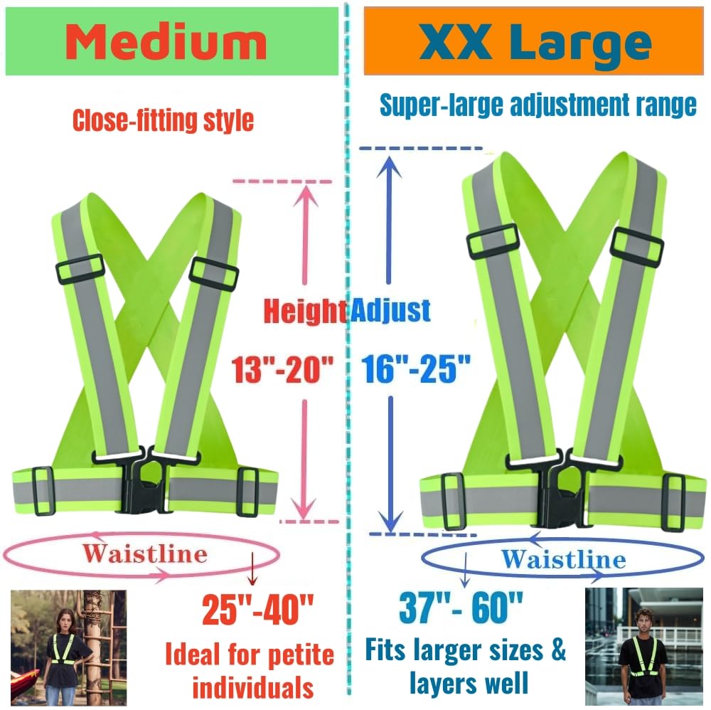 IDOU Pro Version 2.0 IN High Visibility Reflective Safety Strap | Adjustable Elastic Hi Vis Reflective Vest for Construction, Running, Cycling | Men & Women's Yellow Work Vest Plus/M