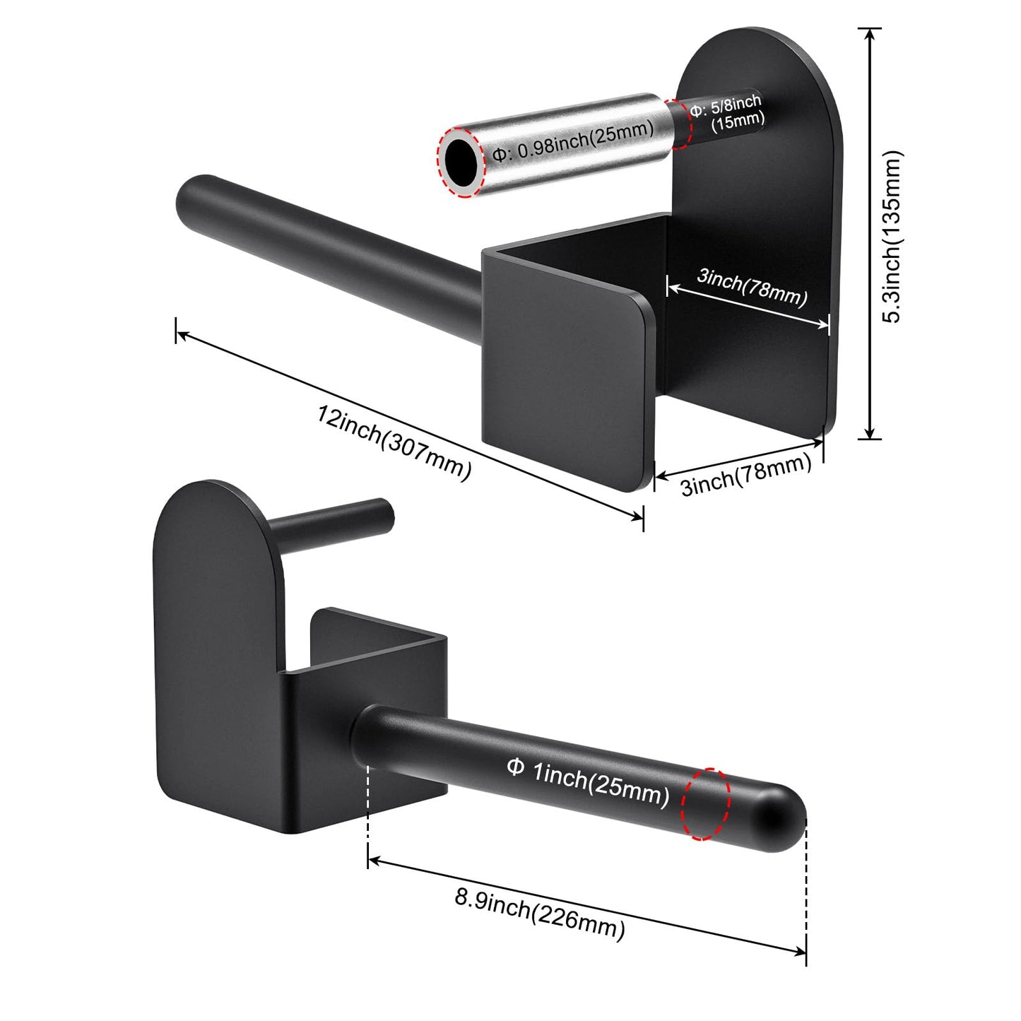 Kipika Weight Plate Holder for 3x3 Power Rack - Heavy Duty Steel Storage Rack for 1" Weight Plates - Fits 3x3 Power Rack with 1" or 5/8" Hole - Holds up to 300 lbs. per Rack - Set of 2