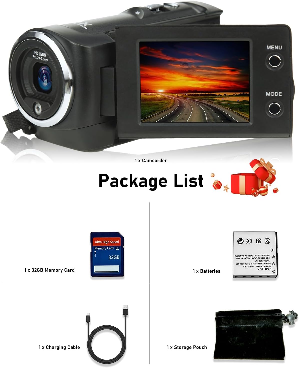 FLATIC 2K/8K 48MP/75MP 16X 32GB/64GB Video Camera, Camcorder with Picture-in-Picture Mode, WiFi Vlogging Cameras