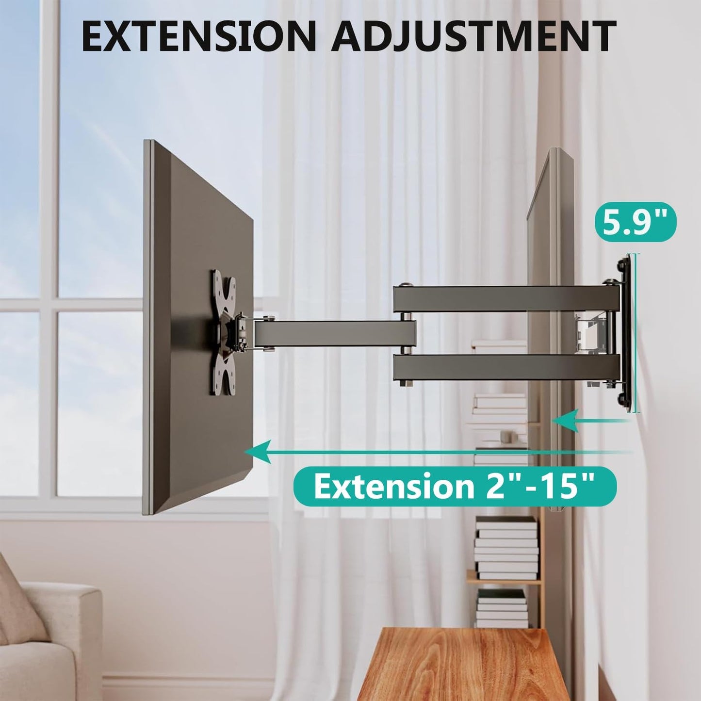 WALI 15 inch 13 32 inch 100x100mm (1330LM), TV Wall Mount Articulating LCD Monitor Full Motion Extension Arm Tilt